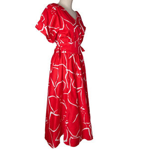 VTG 80s Neiman Marcus Wrap Dress Sz XS/S Cotton Floral Midi Summer Retro Twee